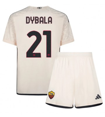 Lacne Dětský Futbalové dres AS Roma Paulo Dybala #21 2023-24 Krátky Rukáv - Preč (+ trenírky)